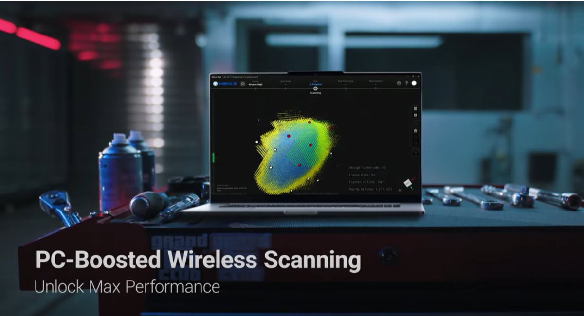 Wireless scanning with PC support using EinScan Rigil 3D scanner